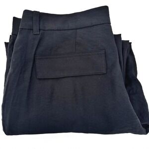NWT H&M Cargo Trouser Wide Leg Viscose Light Weight Black Womens Sz 12